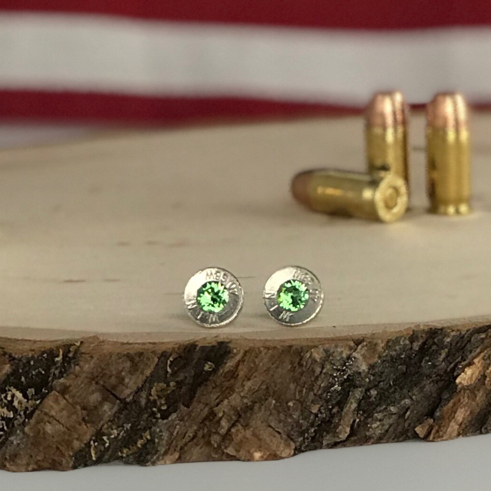 9mm Bullet Earrings - Peridot